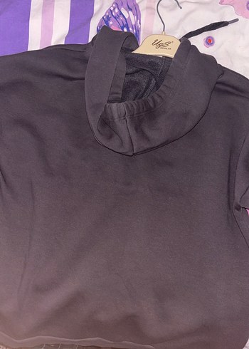 Siyah Kapüşonlu Baskılı Kadın Sweatshirt - Görsel 2