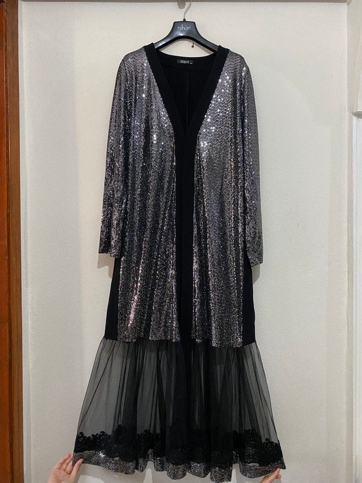 Siyah Payetli Uzun Elbise - Görsel 2