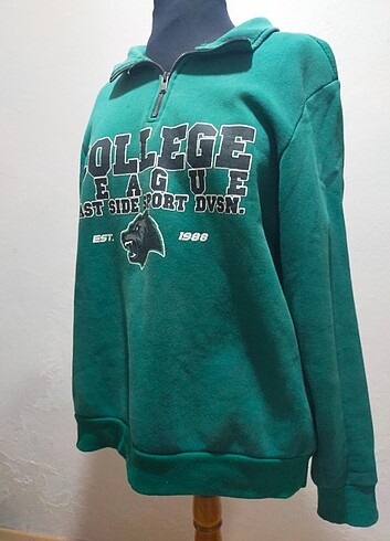 l Beden yeşil Renk Erkek Koton Kolej Sweatshirt