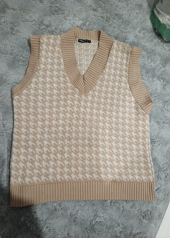 Bej Kadın Örgü Yün Süveter - Görsel 3