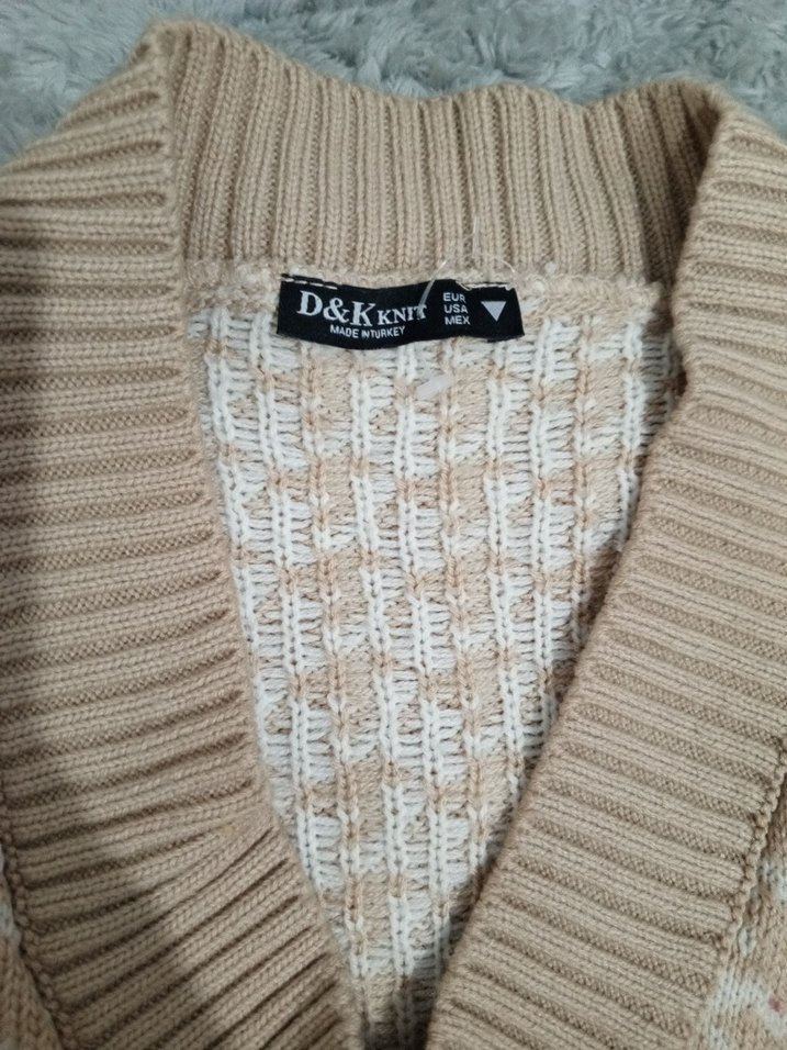 Bej Kadın Örgü Yün Süveter - Görsel 2