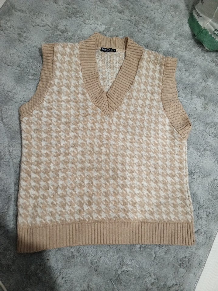 Bej Kadın Örgü Yün Süveter - Görsel 3