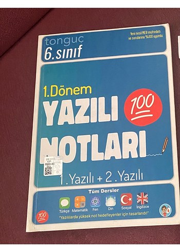 Tonguç 6. Sınıf 1. Dönem Yazılı Notları Kitabı
