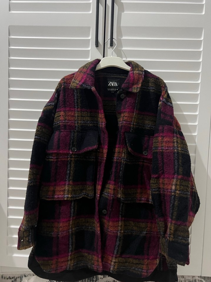 Düğmeli Çok Renkli Midi Kadın Yün Kaban - Görsel 2