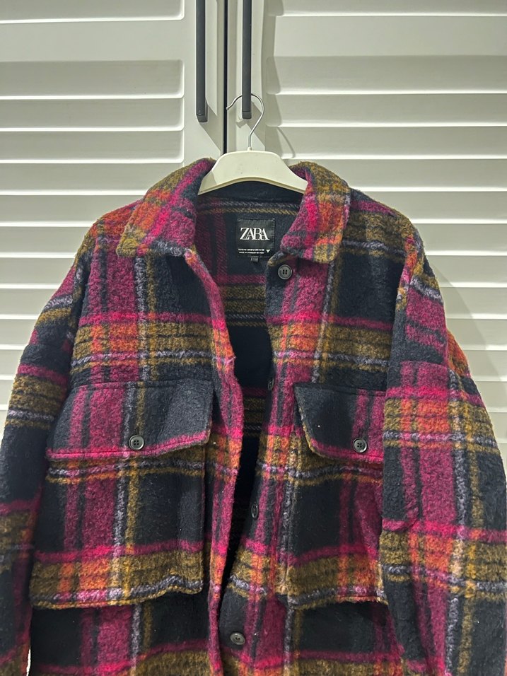 Düğmeli Çok Renkli Midi Kadın Yün Kaban - Görsel 3