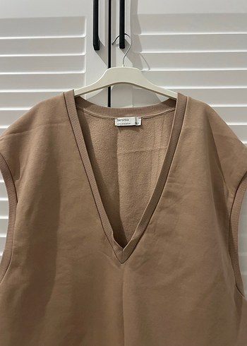 Bej V Yaka Kolsuz Kadın Süveter - Görsel 2