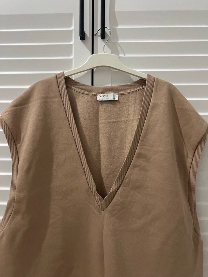 Bej V Yaka Kolsuz Kadın Süveter - Görsel 2