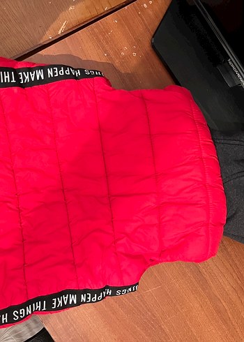 Erkek Çocuk Kırmızı Kapüşonlu Fermuarlı Kısa Mont - Görsel 3