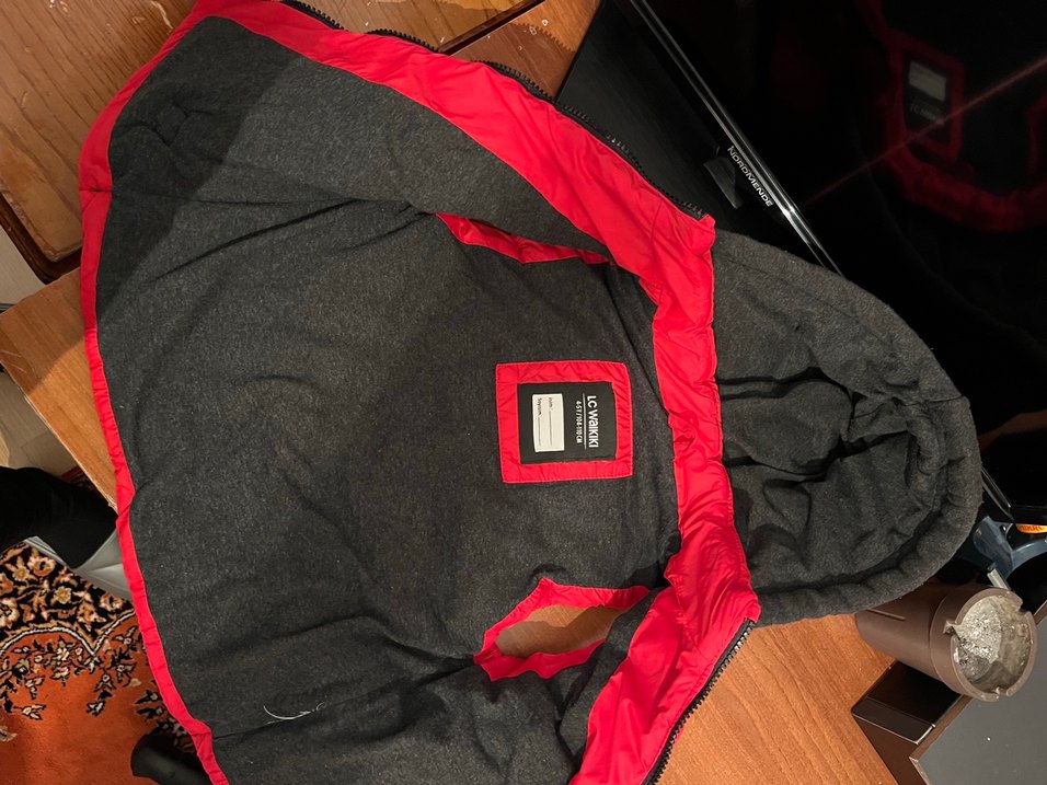 Erkek Çocuk Kırmızı Kapüşonlu Fermuarlı Kısa Mont - Görsel 2