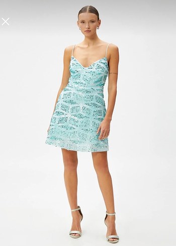 Payetli Astarlı Mini Elbise - Görsel 3