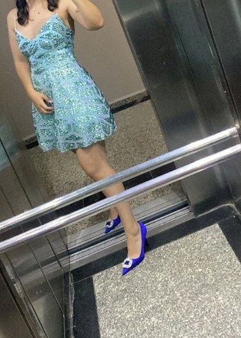 Payetli Astarlı Mini Elbise - Görsel 7