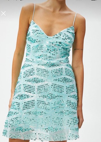 Payetli Astarlı Mini Elbise - Görsel 2