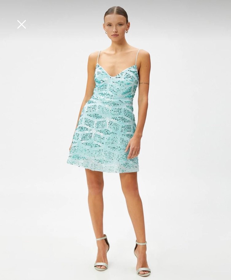 Payetli Astarlı Mini Elbise - Görsel 3