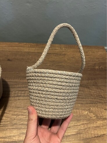 Jüt örme hasır mini saksı sepet