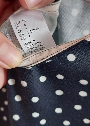 36 Beden Lacivert Puantiyeli Midi Elbise