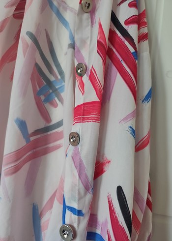 Renkli  Salaş Uzun Kadın Gömlek tunik - Görsel 2