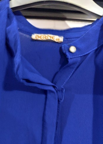 Uzun Kollu Mavi Nakışlı Salaş Tunik - Görsel 3