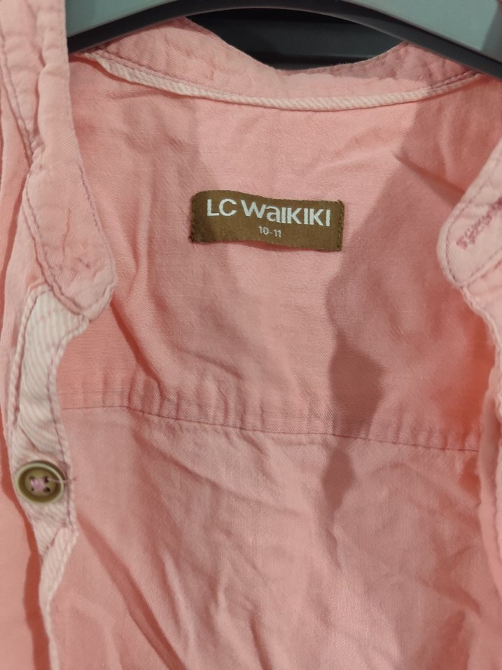 erkekÇocuk Pembe Keten Düğmeli Kolsuz Gömlek - Görsel 3