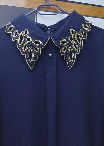 Nakışlı Lacivert Uzun Kollu Tunik - Görsel 3