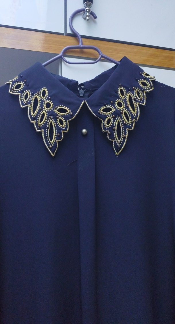 Nakışlı Lacivert Uzun Kollu Tunik - Görsel 3