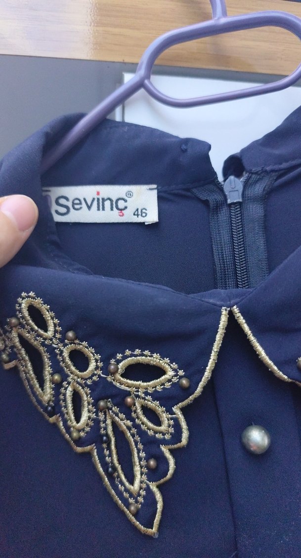 Nakışlı Lacivert Uzun Kollu Tunik - Görsel 4