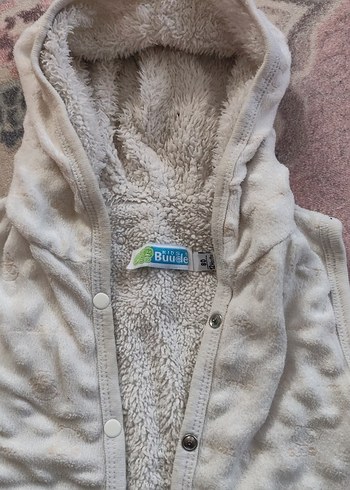 Kapüşonlu Beyaz Kız erkek  Peluş Yelek - Görsel 2