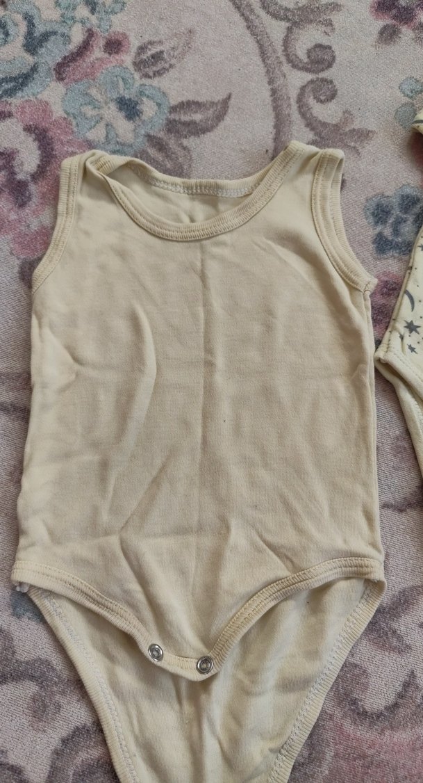 Bej Pamuklu Kolsuz Bebek Body - Görsel 3