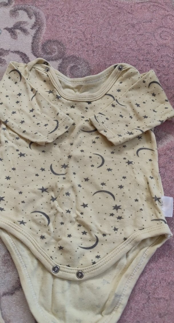 Bej Pamuklu Kolsuz Bebek Body - Görsel 2
