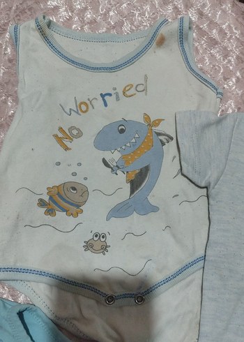 Mavi Pamuklu Kısa Kollu Bebek Body Seti - Görsel 3