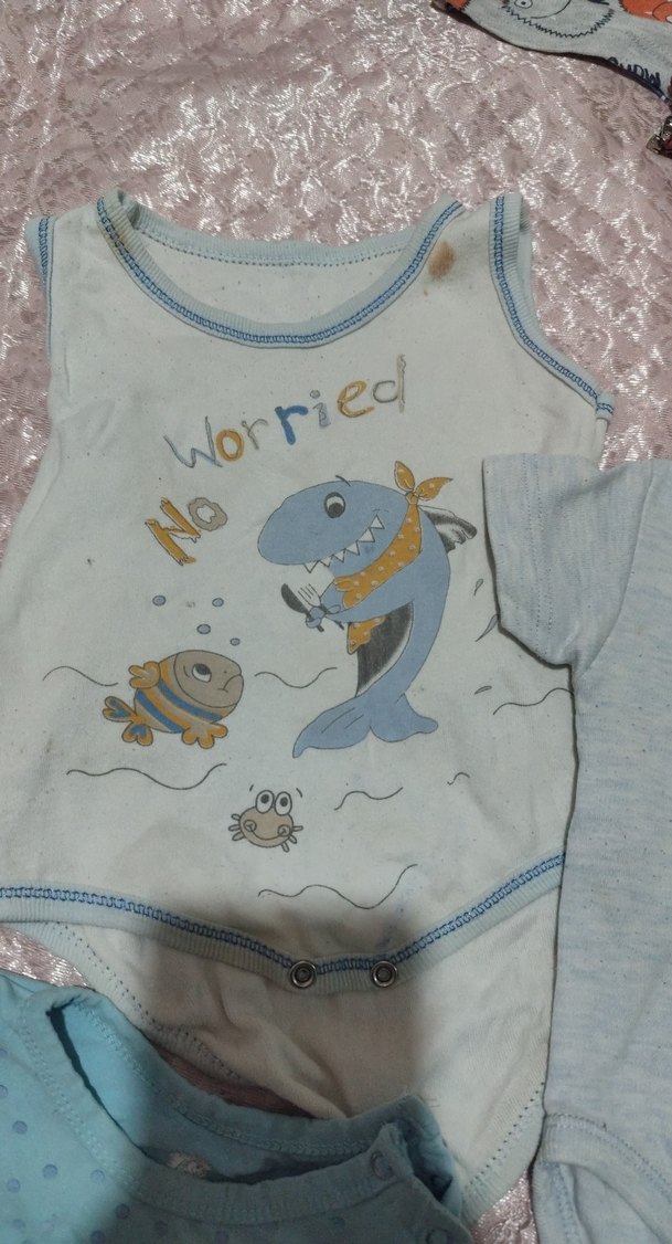 Mavi Pamuklu Kısa Kollu Bebek Body Seti - Görsel 3