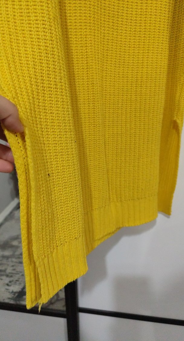 Sarı Örgü Boğazlı Kadın Kazak - Görsel 2