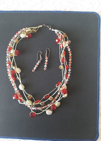 Accessorize Kırmızı Boncuklu Bohem Uzun Kolye Seti