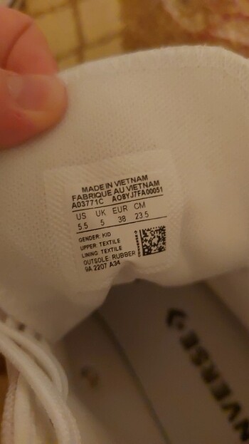 38 Beden beyaz Renk Orijinal converse