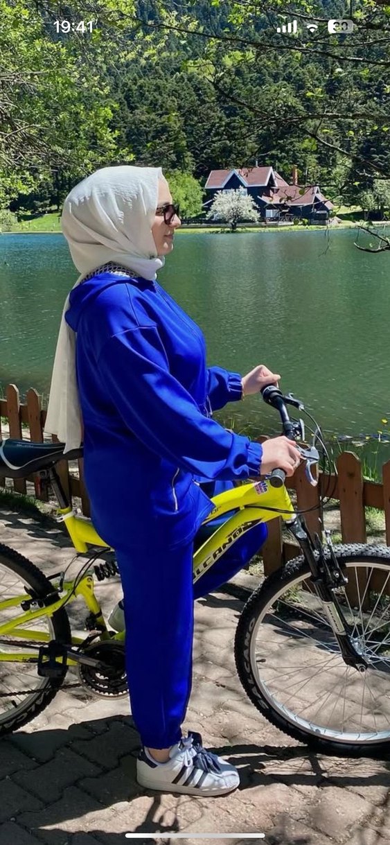 Kapüşonlu, Fermuarlı Mavi Kadın Takım - Görsel 2