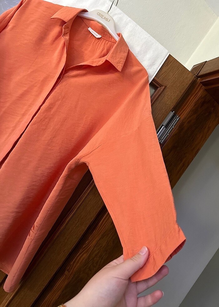 Kadın turuncu gömlek - Görsel 4