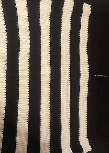 Çizgili Siyah Kadın Triko Kazak yeni bir gün giyildi sadece - Görsel 2