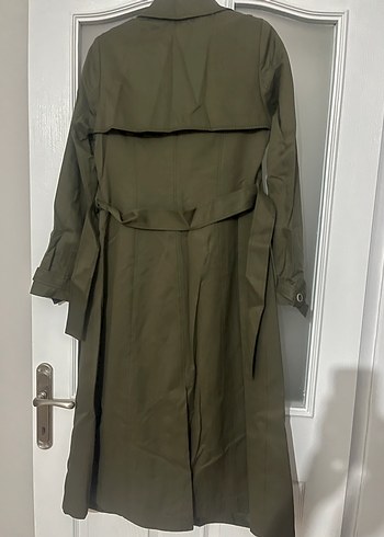Kadın Haki Düğmeli Uzun Trençkot - Görsel 5
