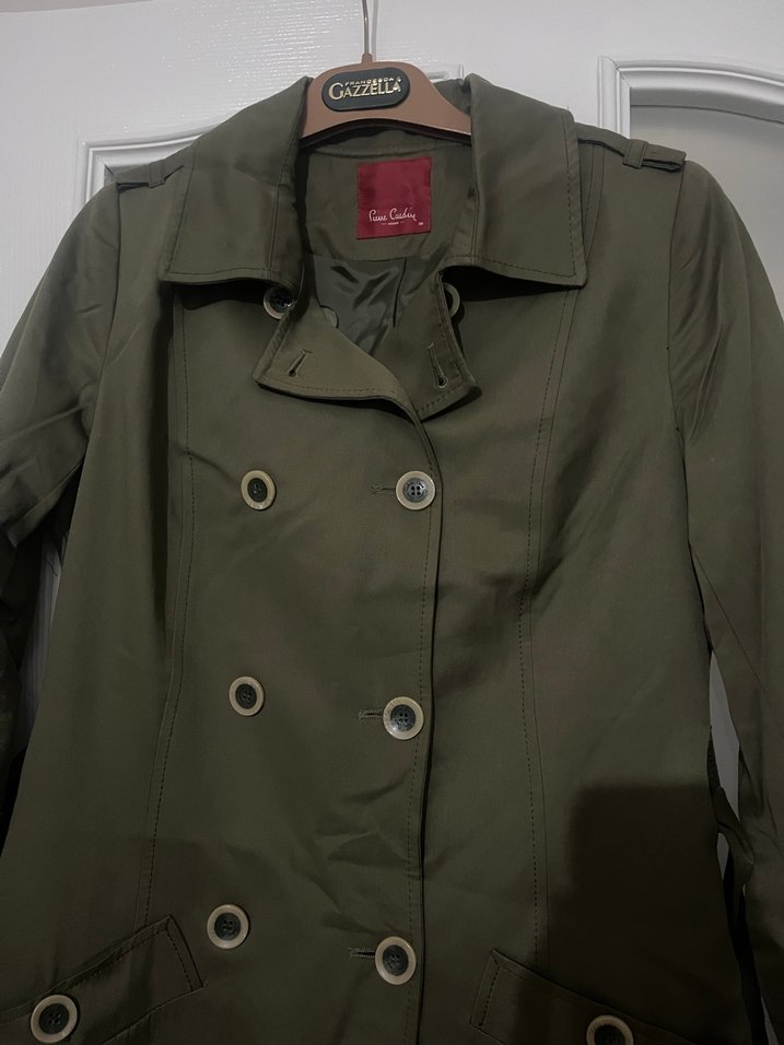 Kadın Haki Düğmeli Uzun Trençkot - Görsel 3