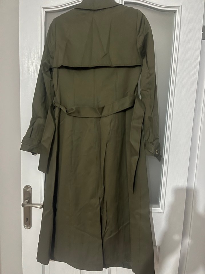 Kadın Haki Düğmeli Uzun Trençkot - Görsel 5