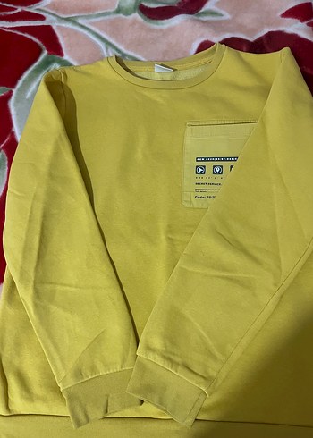 Sarı Kadın Sweatshirt, Uzun Kollu, Rahat Kesim - Görsel 3