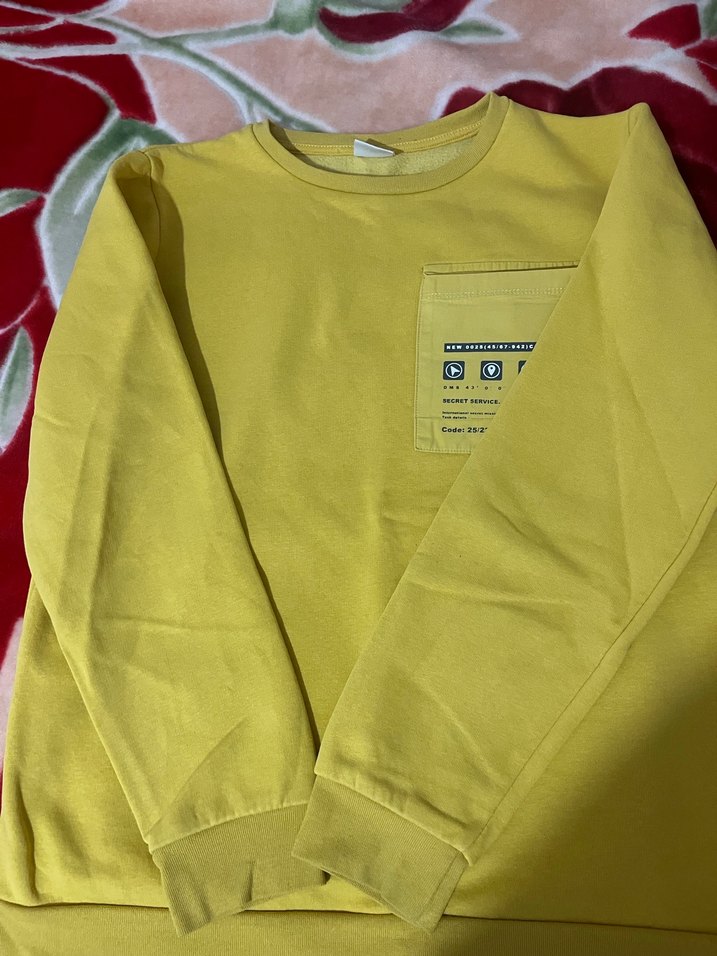 Sarı Kadın Sweatshirt, Uzun Kollu, Rahat Kesim - Görsel 3