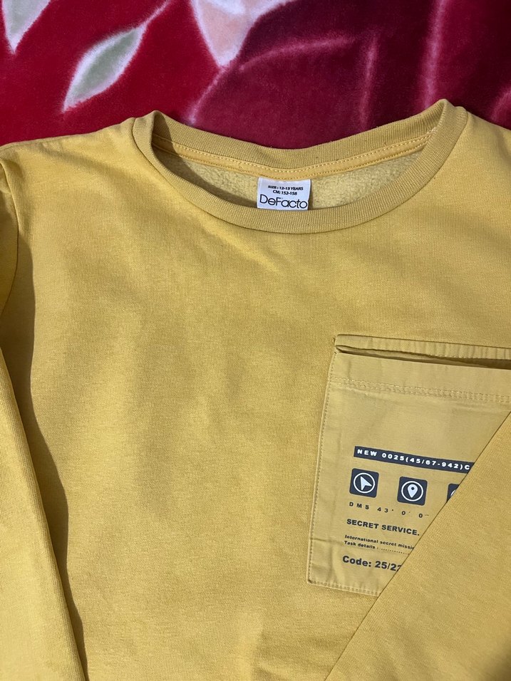 Sarı Kadın Sweatshirt, Uzun Kollu, Rahat Kesim - Görsel 4