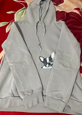Gri Kapüşonlu Sweatshirt Baskılı - Görsel 2