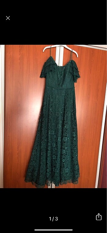 46 Beden Pierre cardin yeşil tüllü elbise