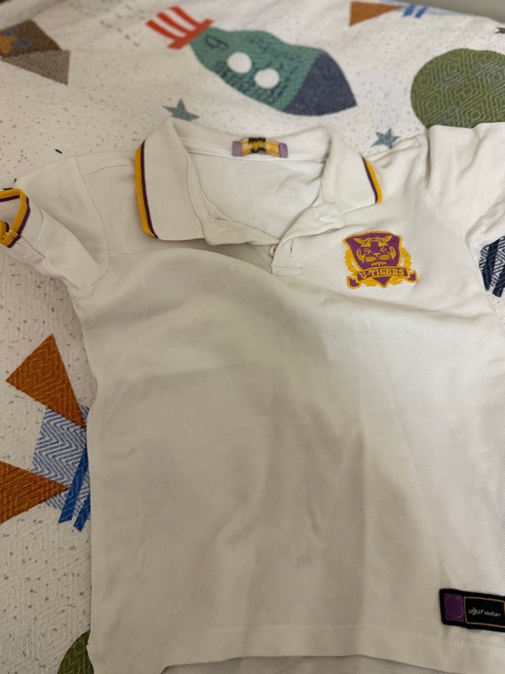 Mor Kısa Kollu Polo Yaka Erkek Tişört  mor beyaz - Görsel 2