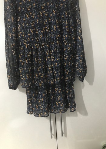 Lacivert Bohem Mini Elbise
