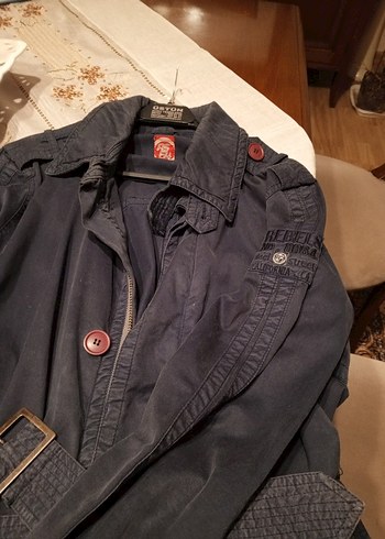 Düğmel fermuarlıi Gri  ince kaban erkek L - Görsel 4