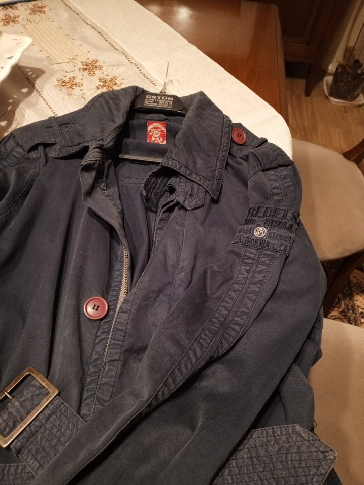 Düğmel fermuarlıi Gri  ince kaban erkek L - Görsel 4