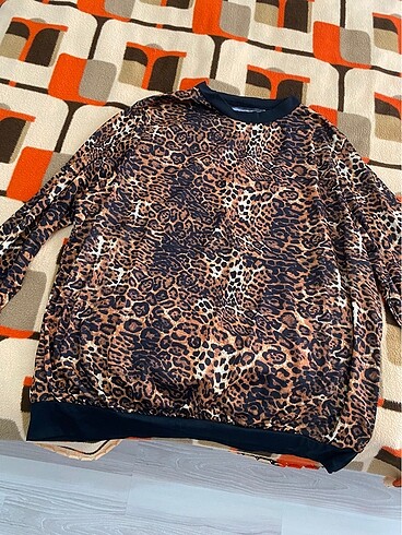 xl Beden kahverengi Renk Leopar desenli eşofman takımı