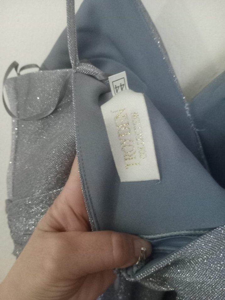 Gri V Yaka Midi Kadın Elbiseee - Görsel 3